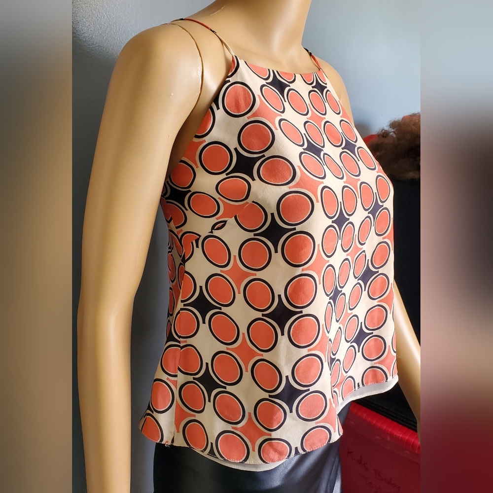 ANIMALE 100% SILK POLKA-DOT MULTICOLOR SLIP TOP CAMISOLE SZ M (38) LINED